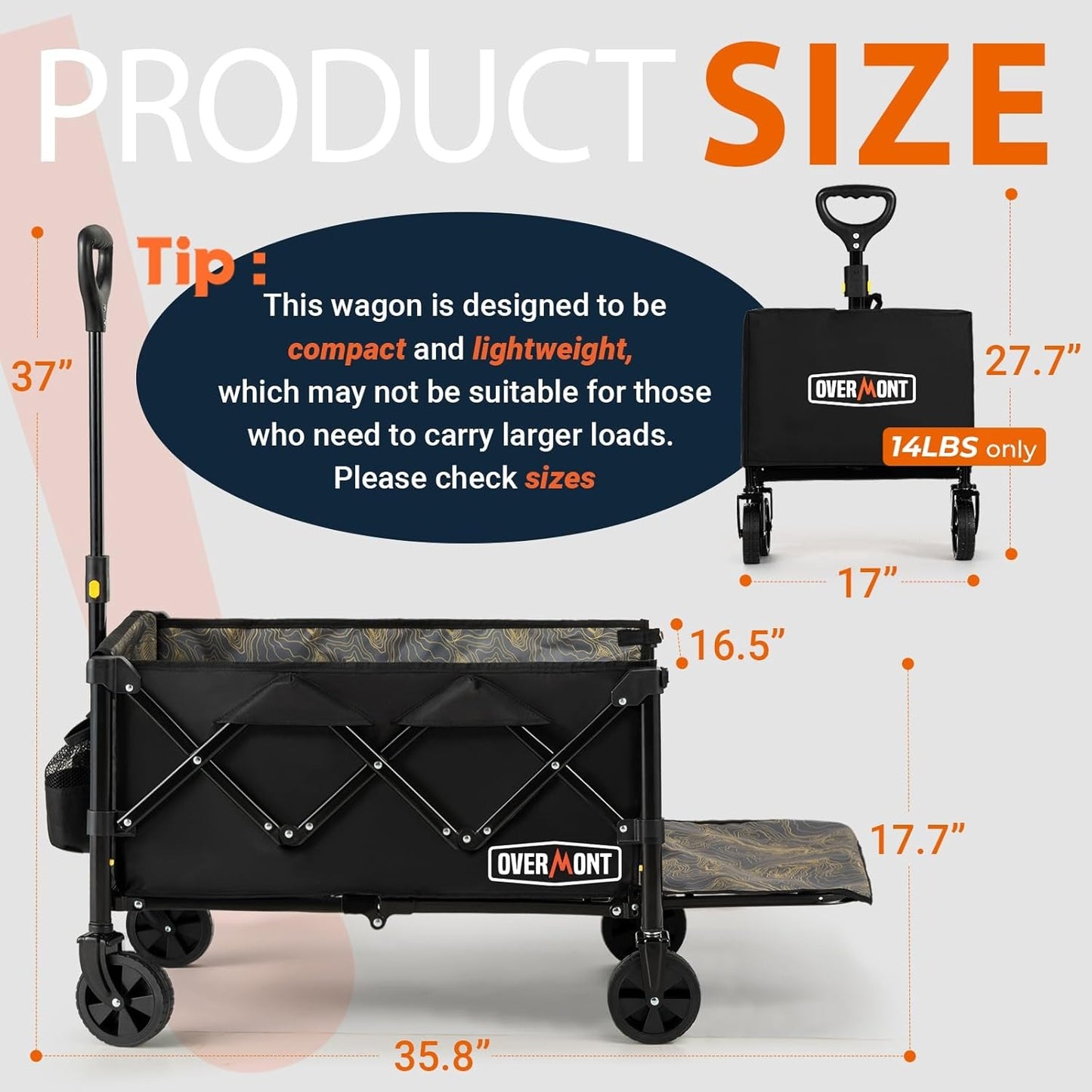 Overmont 100L Collapsible Foldable Wagon Cart