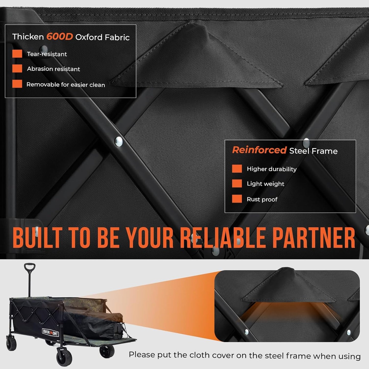 Overmont 100L Collapsible Foldable Wagon Cart