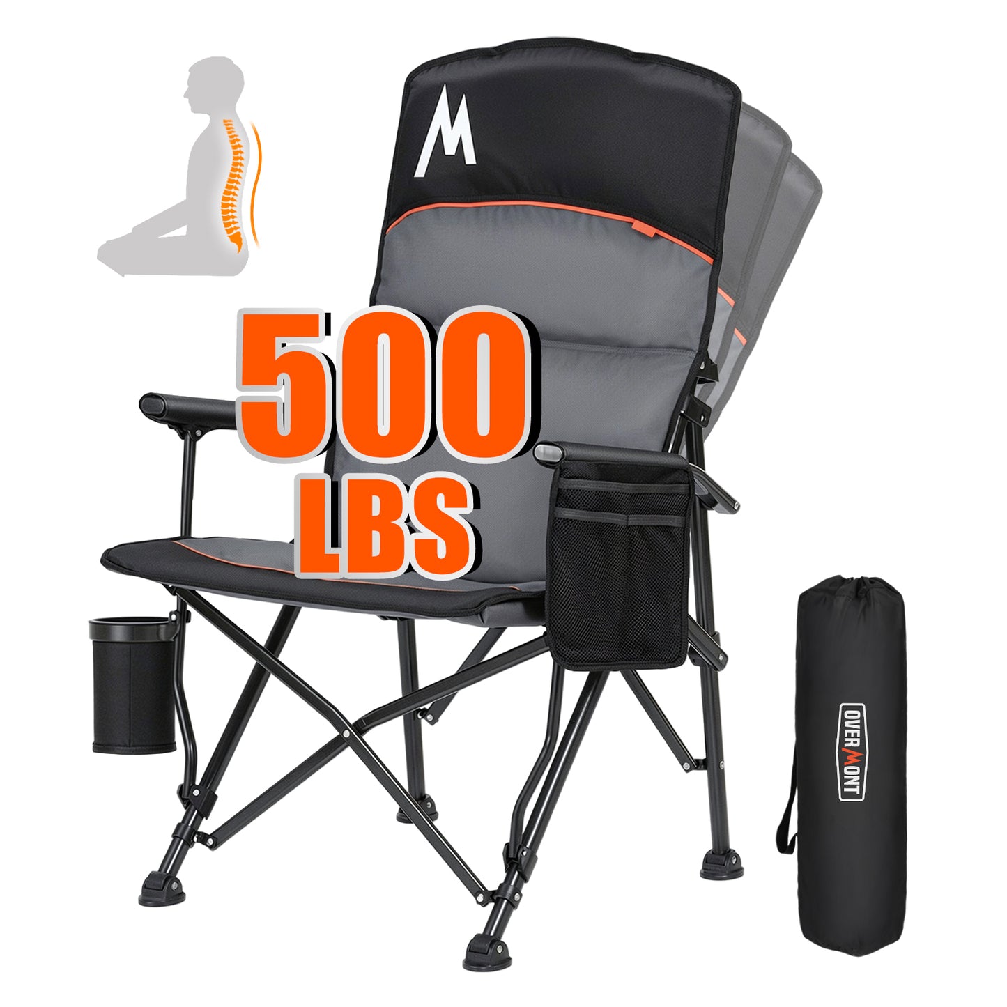 Overmont Back Support Camping Chair for Adults