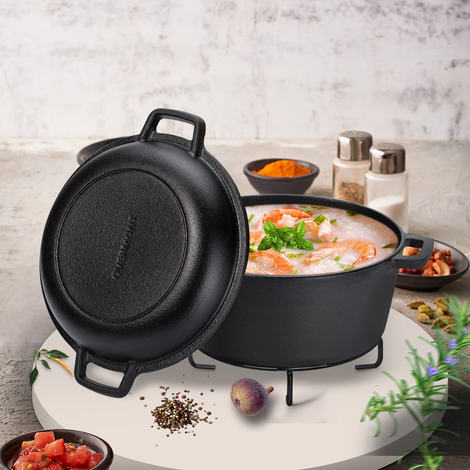 2 in 1 dutch oven cooking
