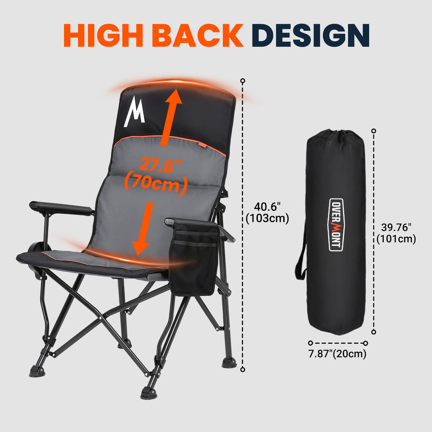 Overmont Back Support Camping Chair for Adults