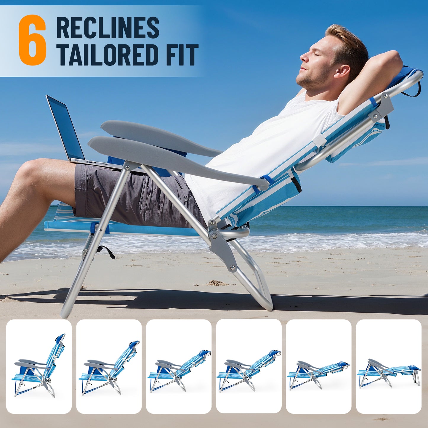 Overmont Low Beach Chair with Cooler Bag