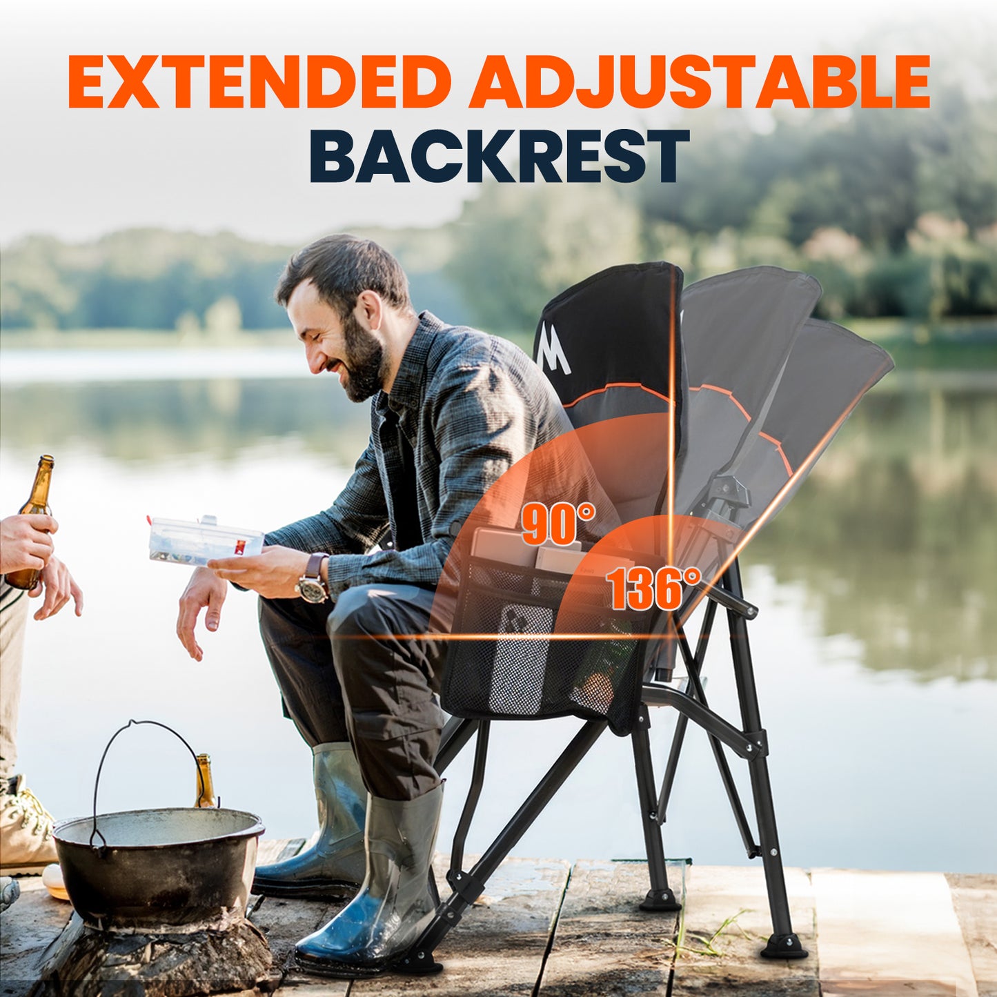 Overmont Back Support Camping Chair for Adults