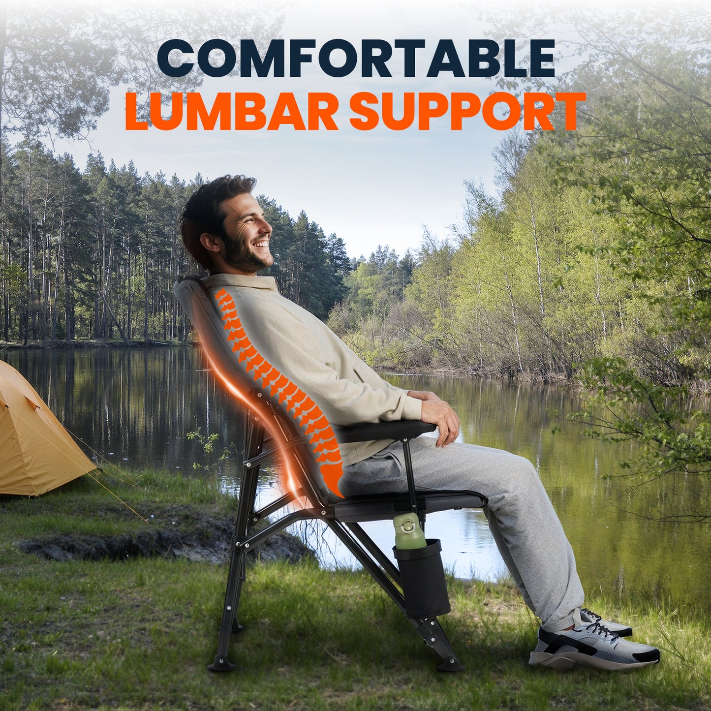 Overmont Back Support Camping Chair for Adults