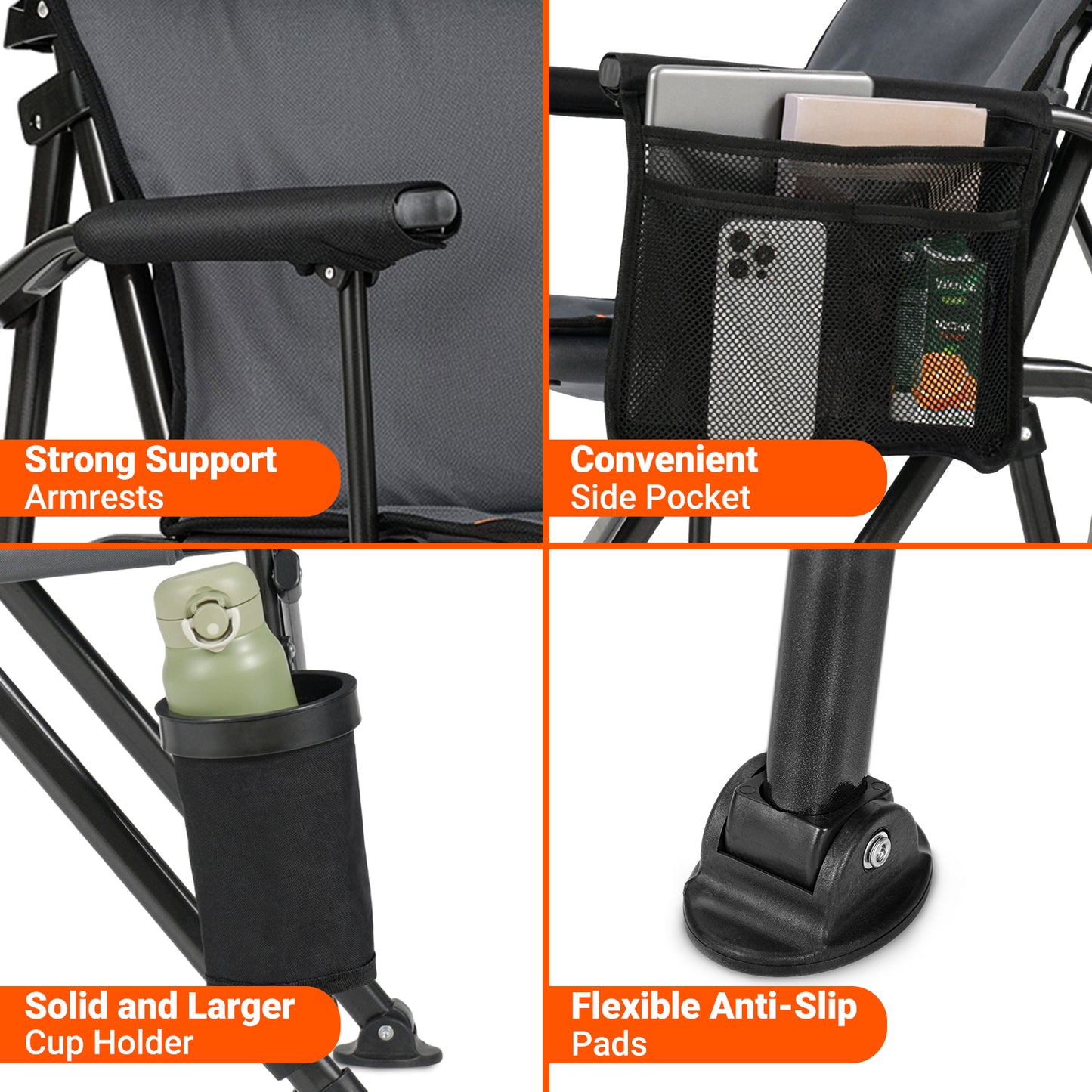 Overmont Back Support Camping Chair for Adults