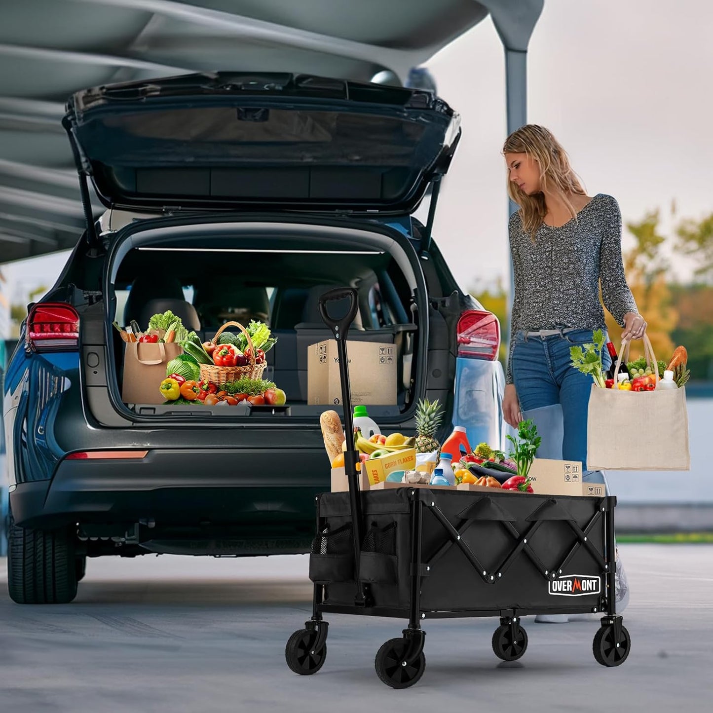 Overmont 100L Collapsible Foldable Wagon Cart