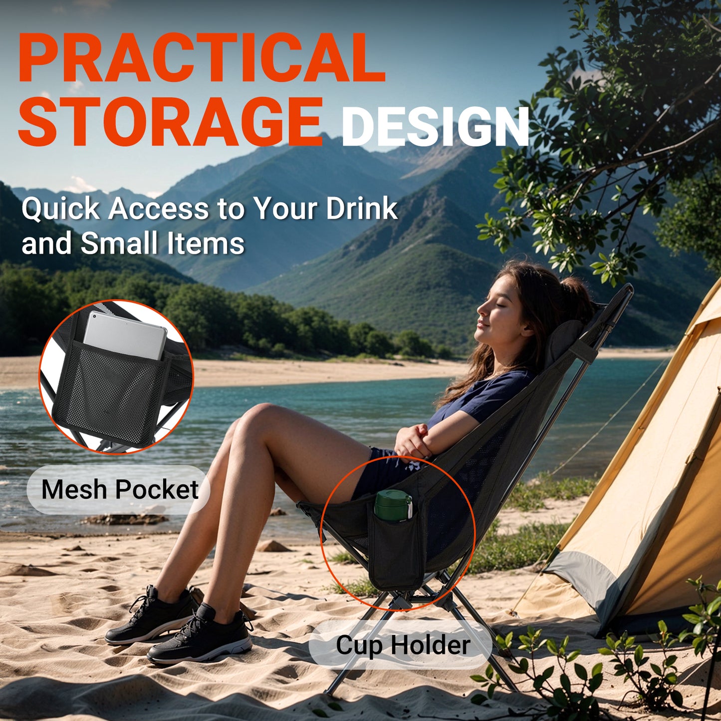 Overmont Ultralight Portable Camping Chair High Back