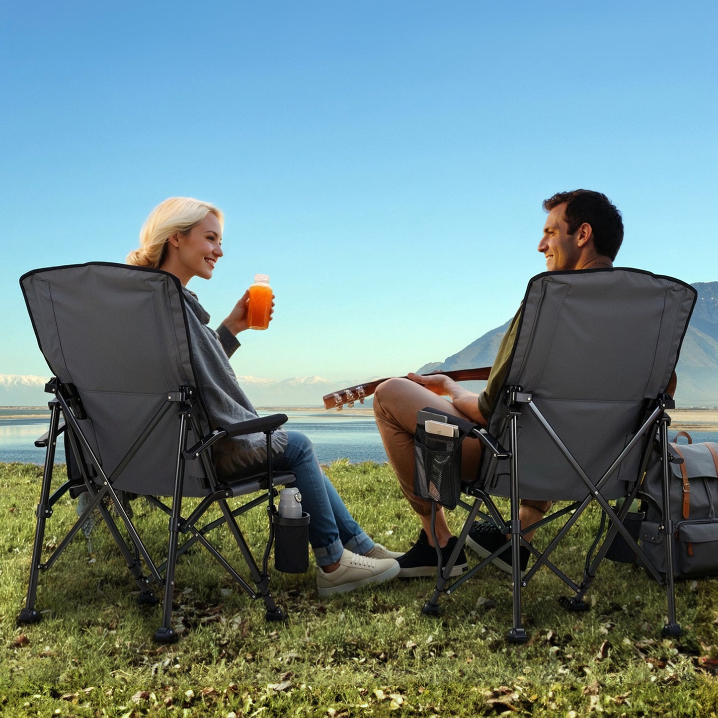 Overmont Back Support Camping Chair for Adults