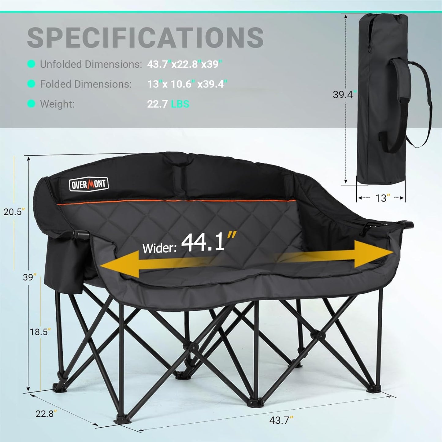 Overmont Oversized Double Camping Chair