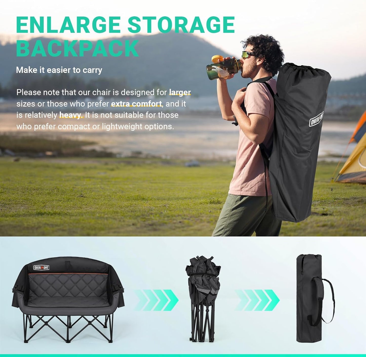 Overmont Oversized Double Camping Chair