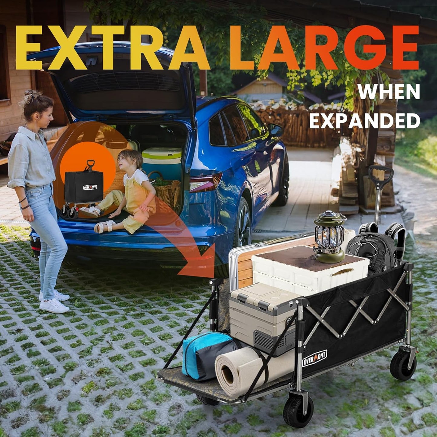 Overmont 200L Foldable Collapsible Wagon with Tailgate