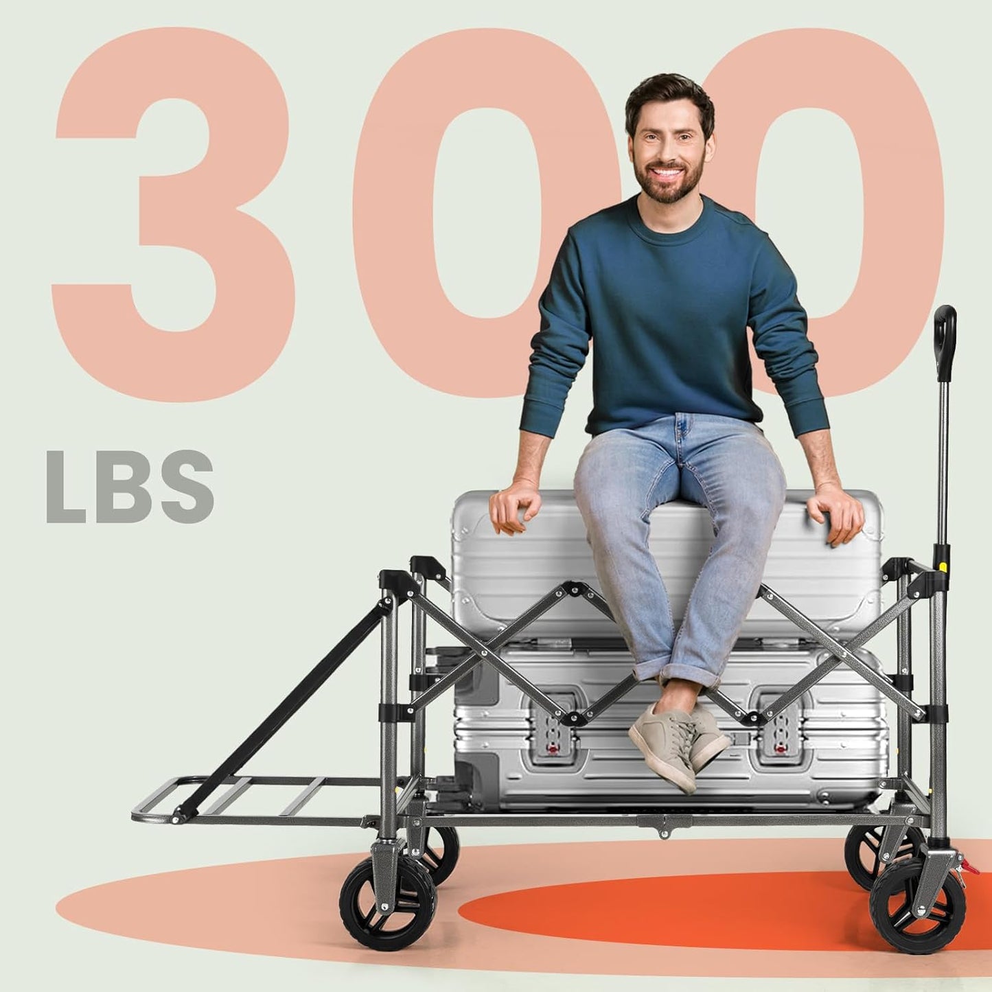 Overmont 200L Foldable Collapsible Wagon with Tailgate