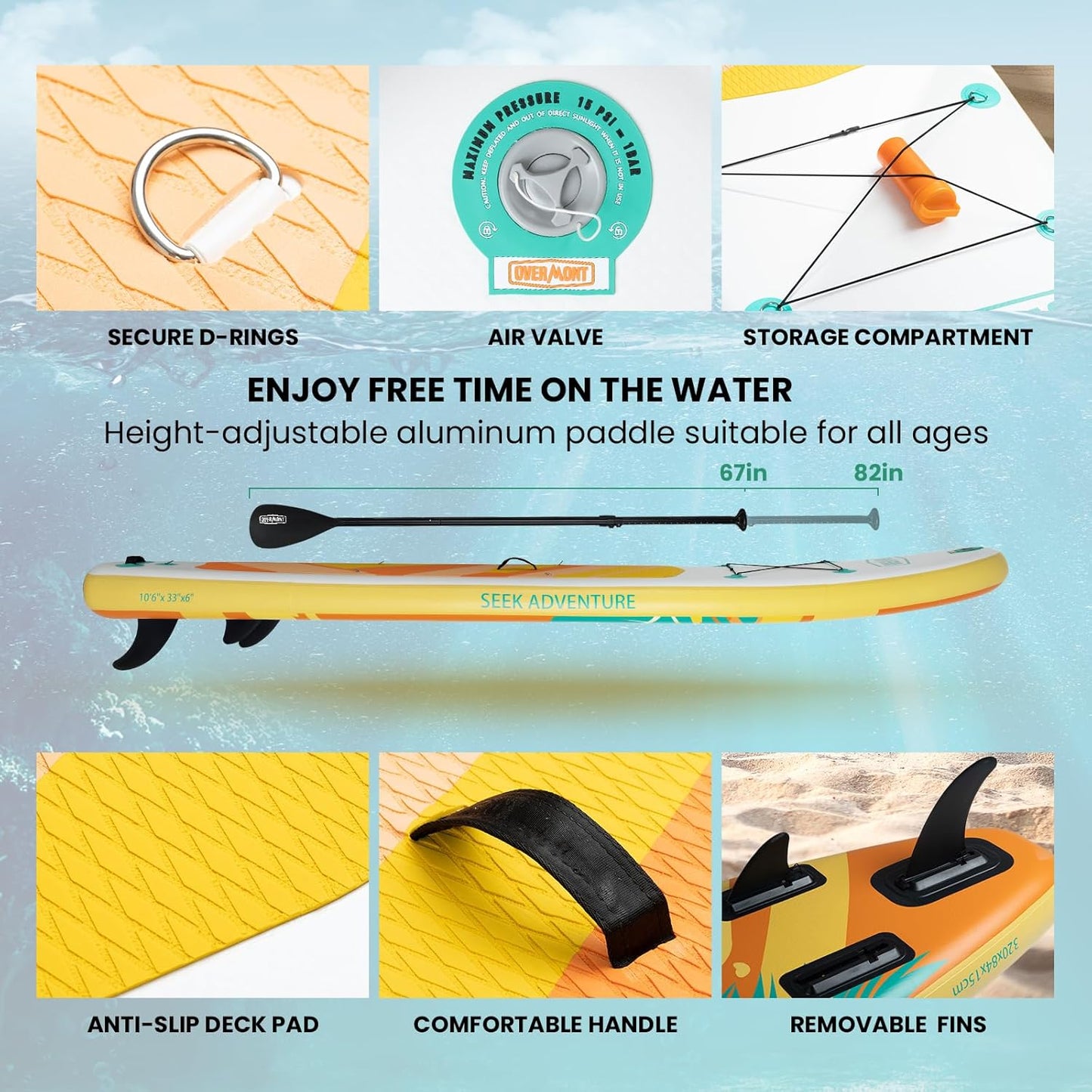 Overmont SUP Inflatable Stand Up Paddleboard
