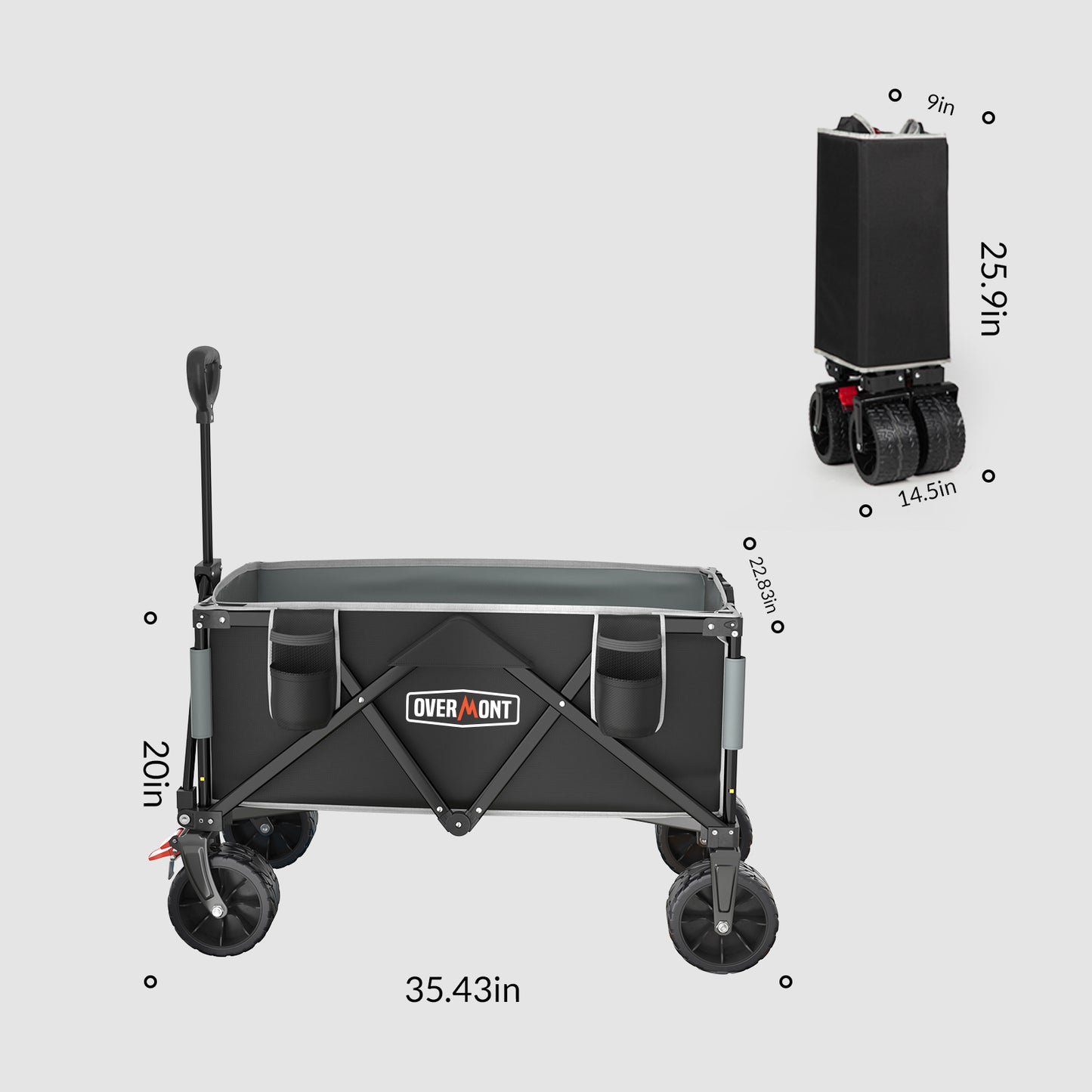 3.2 In wheel folding wagon size table