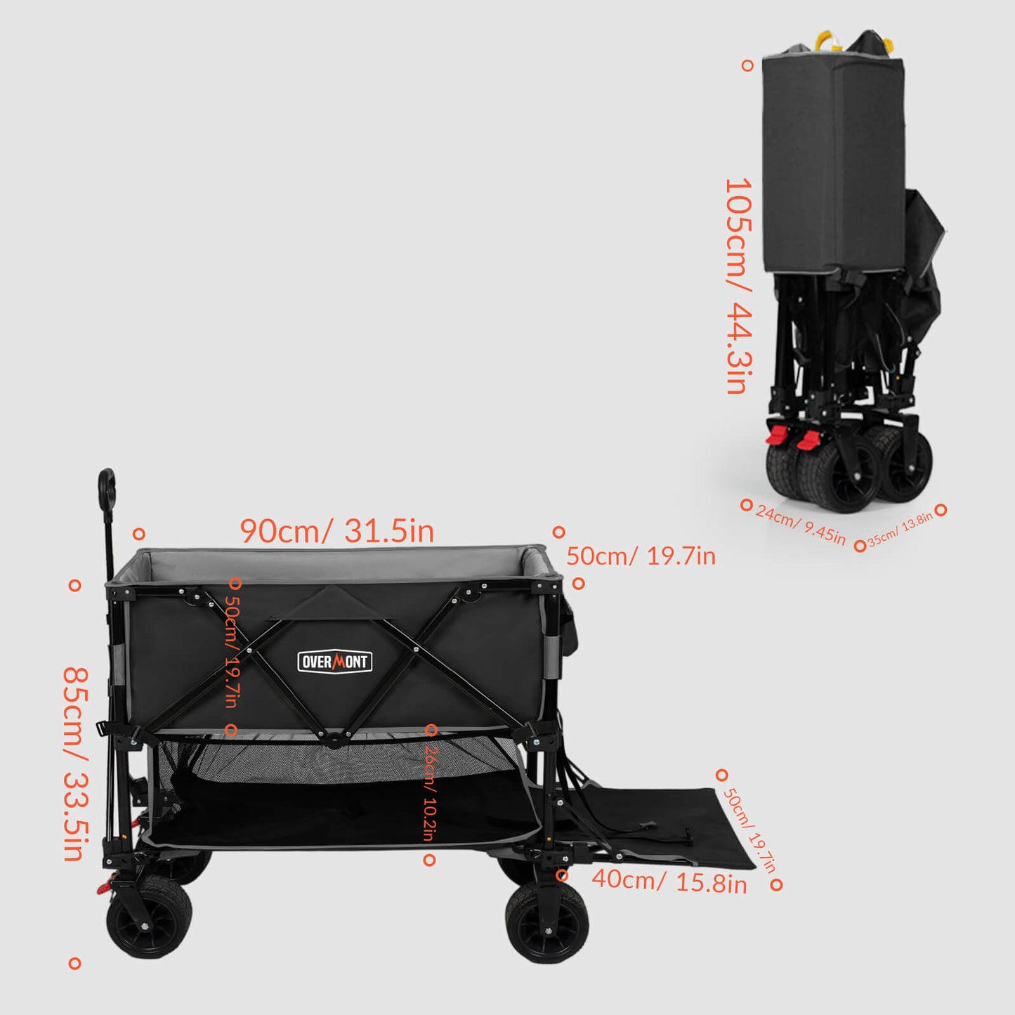 Overmont Foldable Double Decker Wagon Cart