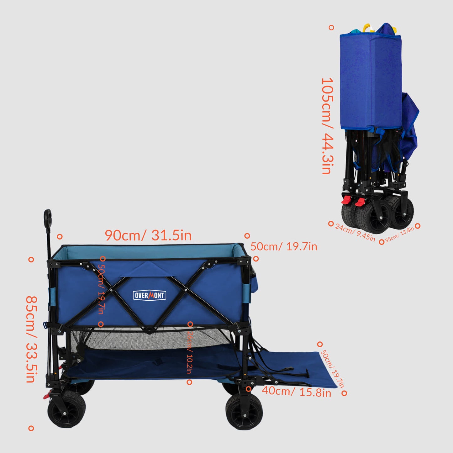 Overmont Foldable Double Decker Wagon Cart