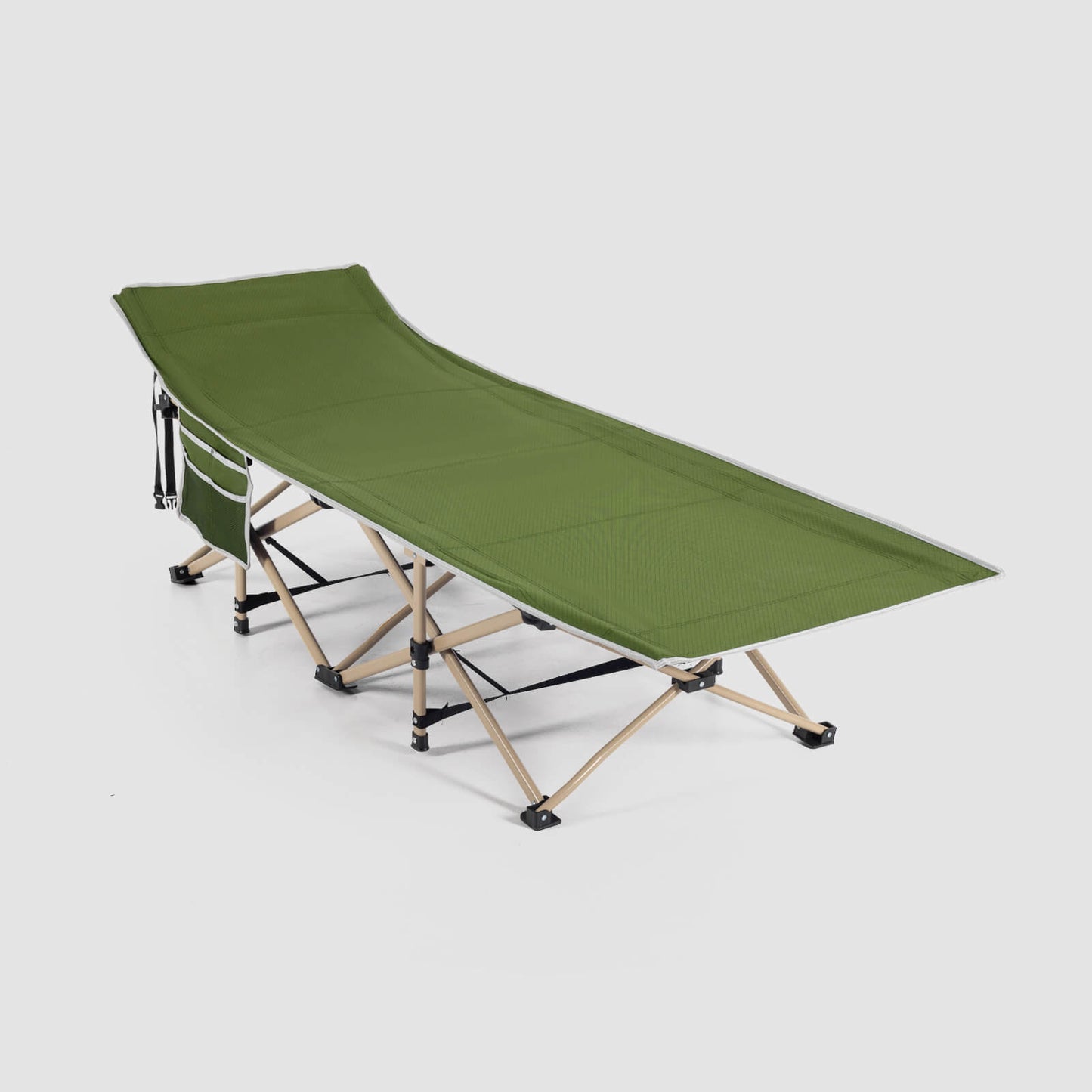 green folding sleeping cot