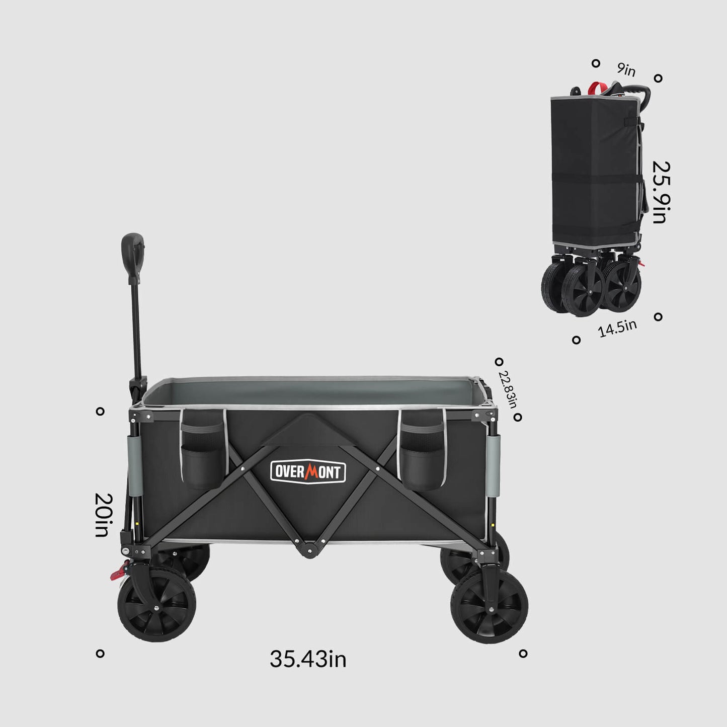 1.4 In wheel folding wagon size table