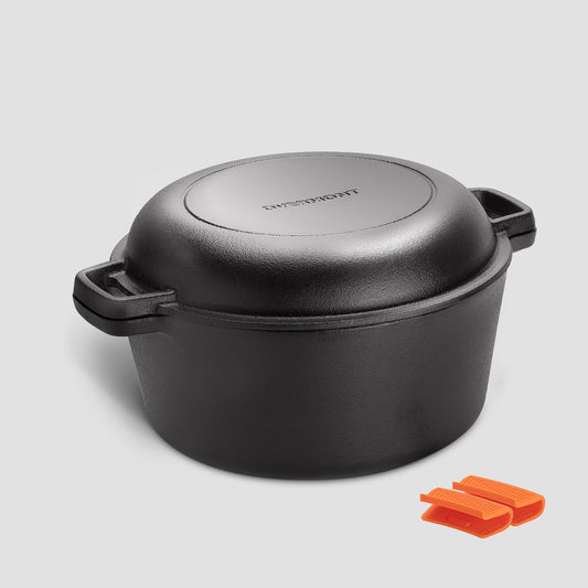 Overmont 2 in 1 Dutch Oven with Skillet Lid