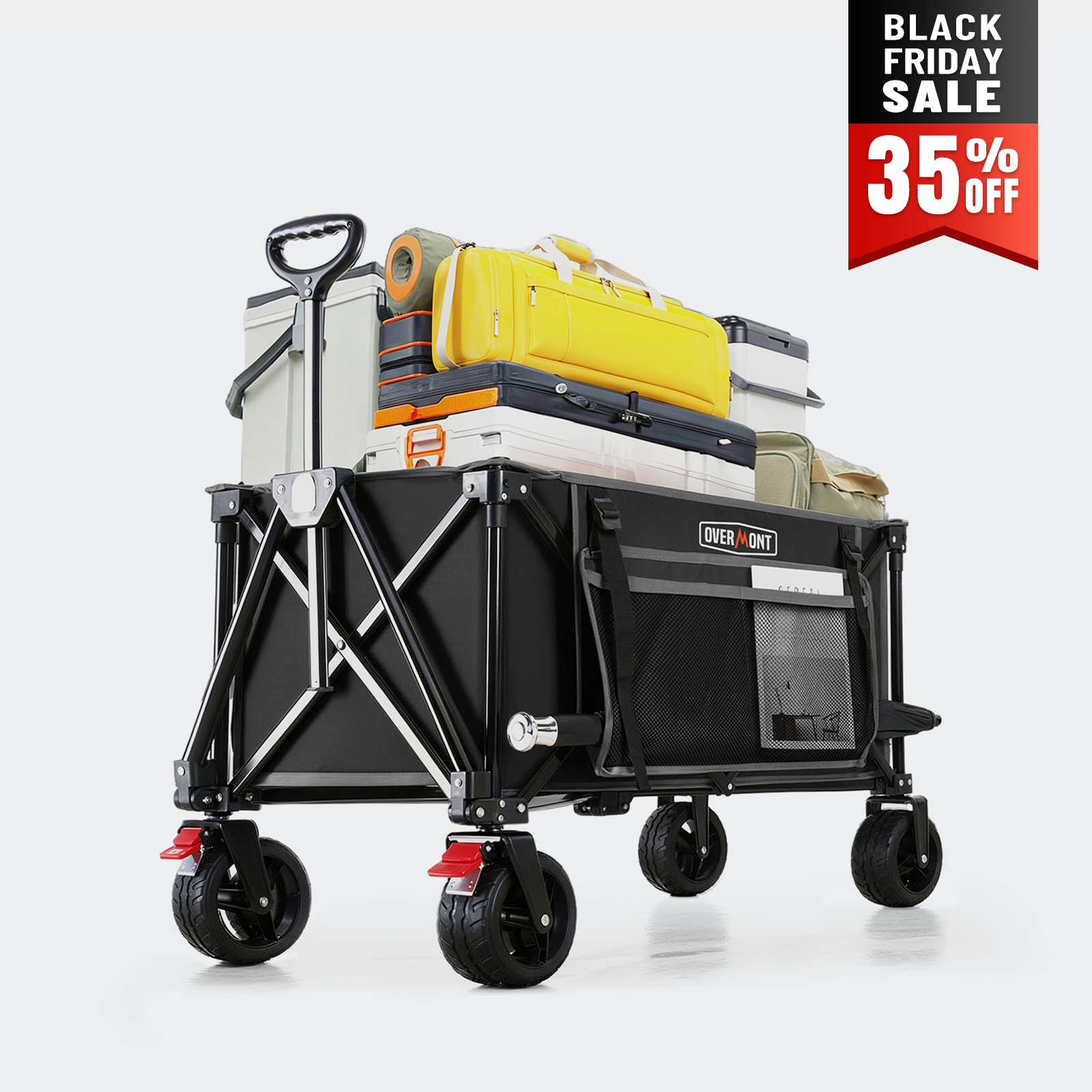 Overmont 220L Collapsible Wagon Cart with Wheels
