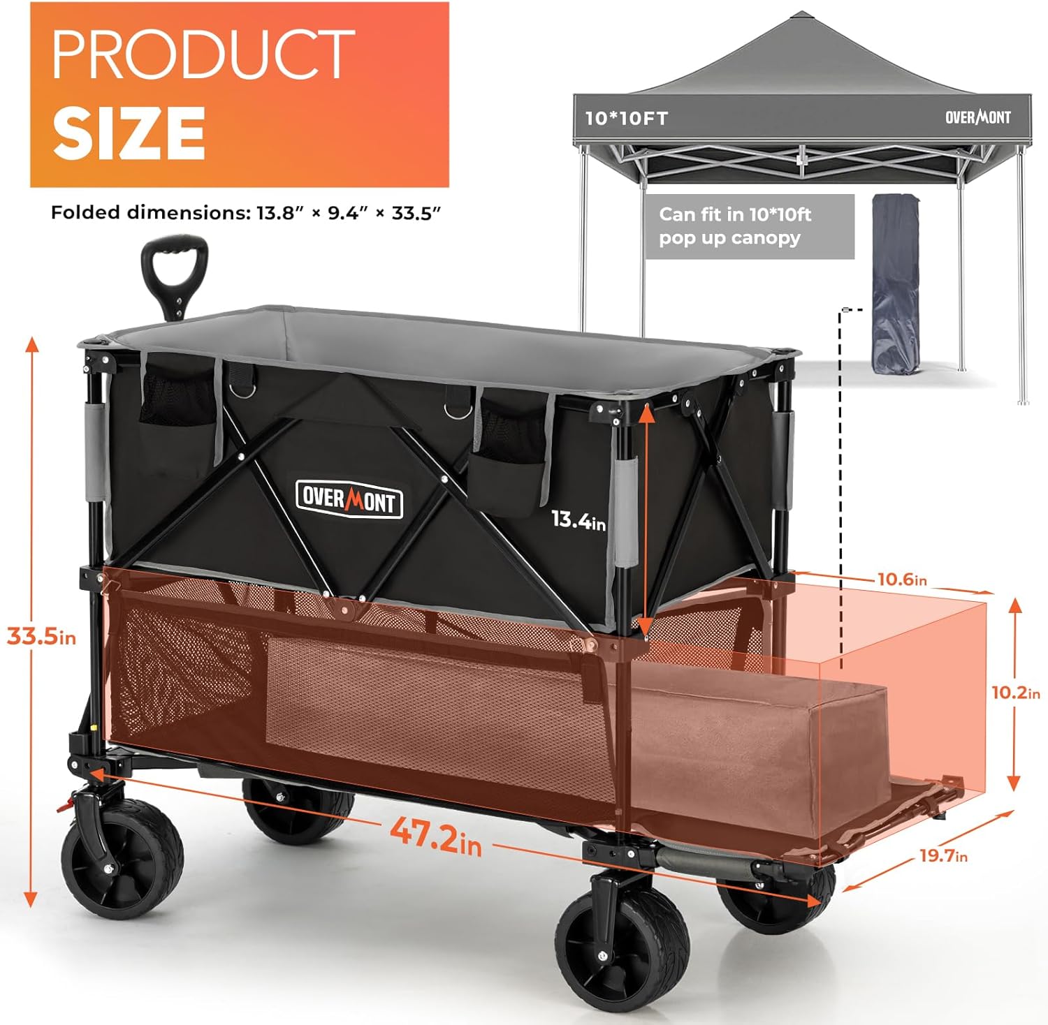 Chariot pliable à deux étages Overmont 400L