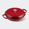 Overmont 3.8 Quart Cast Iron Enameled Braiser Cookware - Red