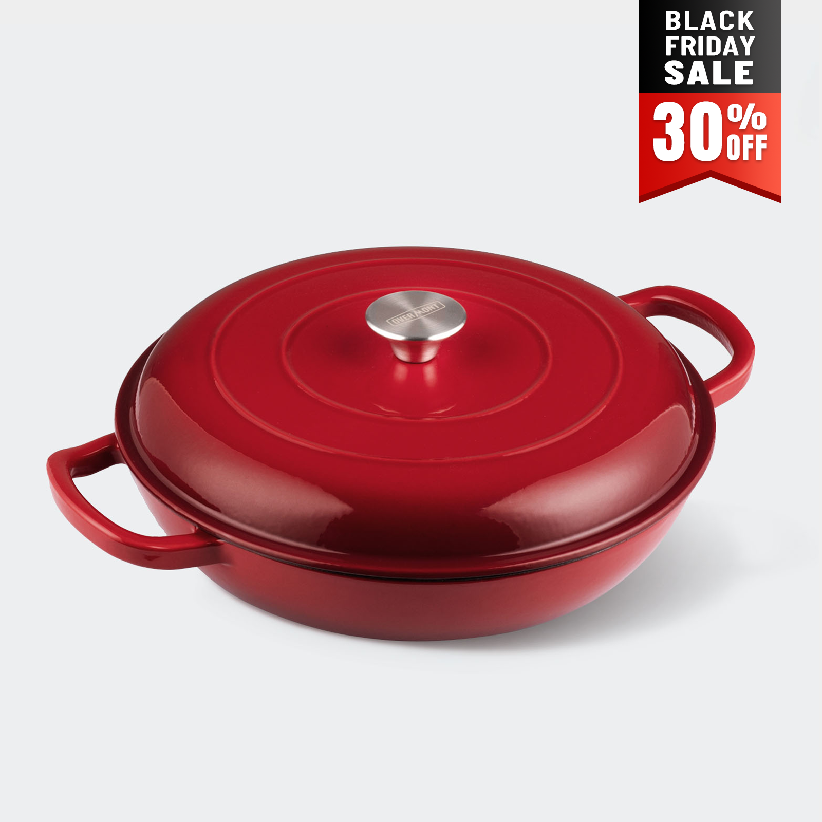 Overmont 3.8 Quart Cast Iron Enameled Braiser Cookware