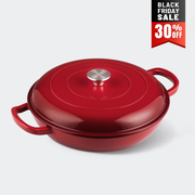 Overmont 3.8 Quart Cast Iron Enameled Braiser Cookware