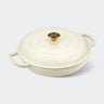 Overmont 3.8 Quart Cast Iron Enameled Braiser Cookware - White