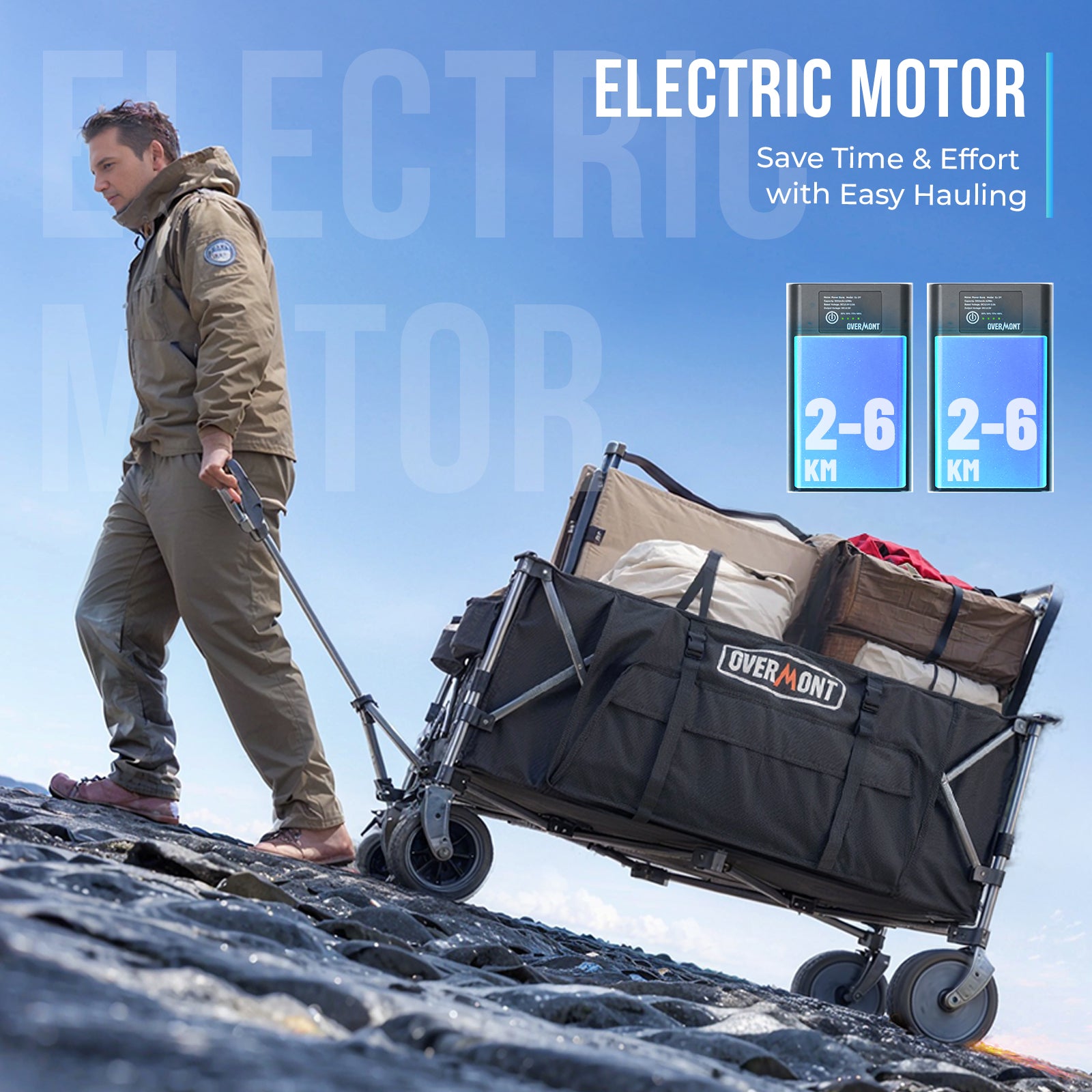 Overmont 200L Electric Collapsible Folding Wagon Cart