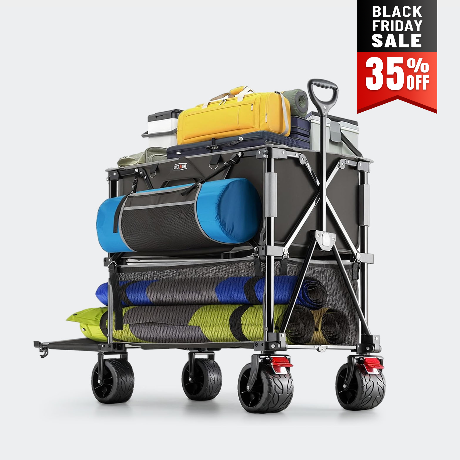 Overmont 400L Foldable Double Decker Wagon Cart