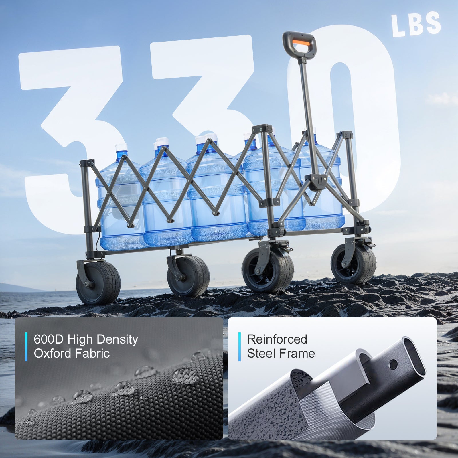 Overmont 200L Electric Collapsible Folding Wagon Cart