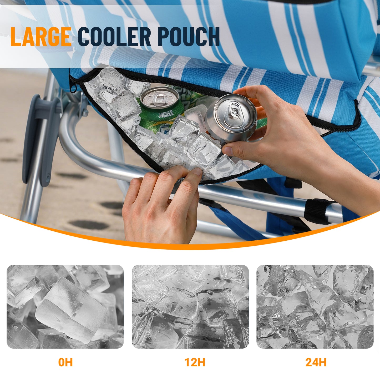 Overmont Low Beach Chair with Cooler Bag