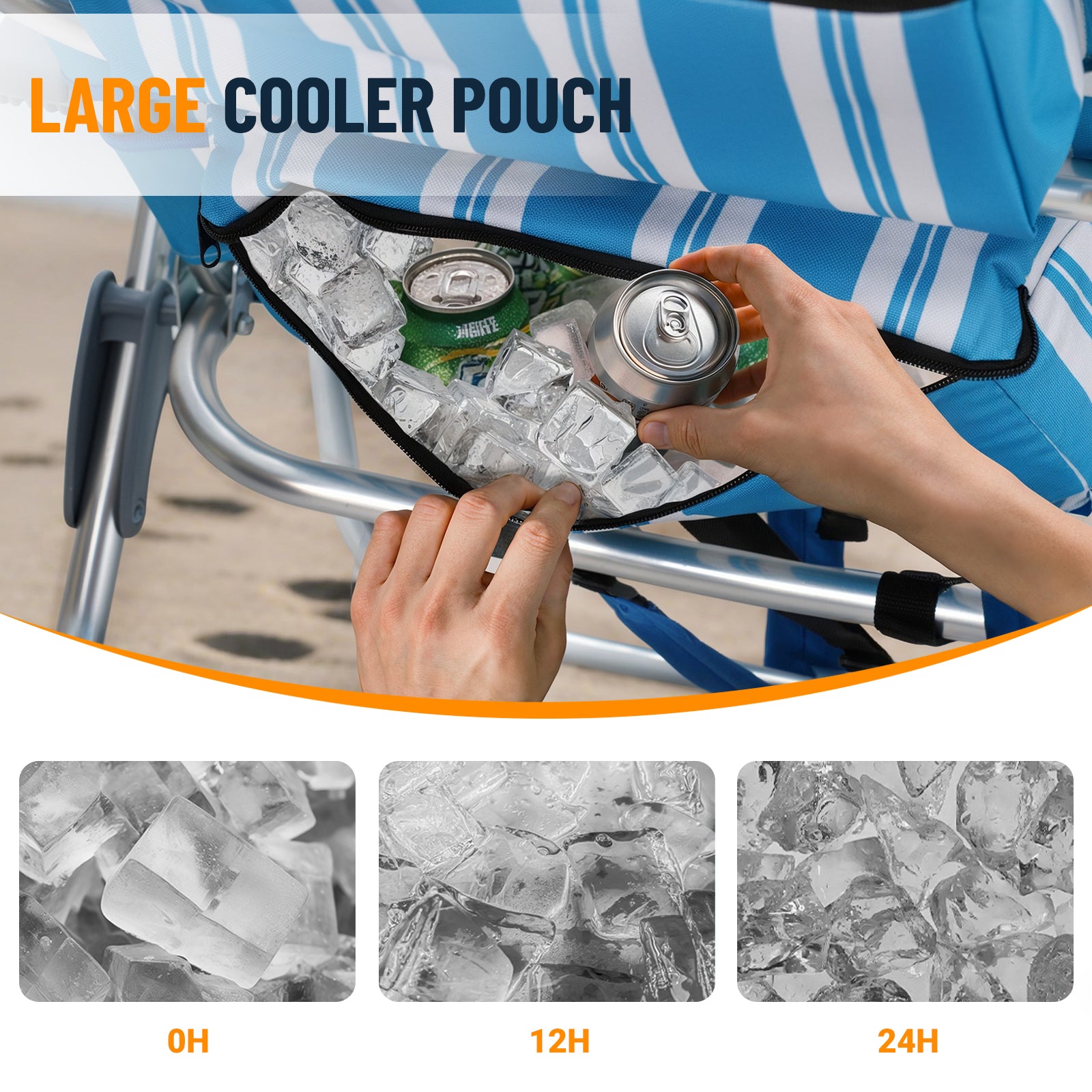 Overmont Niedriger Strandstuhl mit Kühltasche