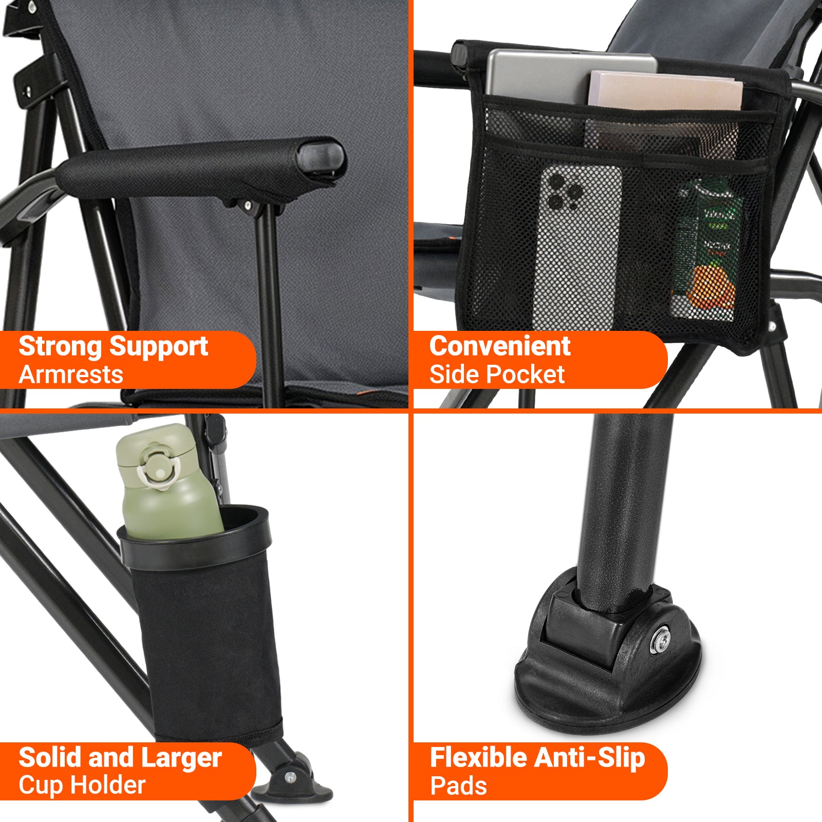 Overmont Back Support Camping Chair for Adults