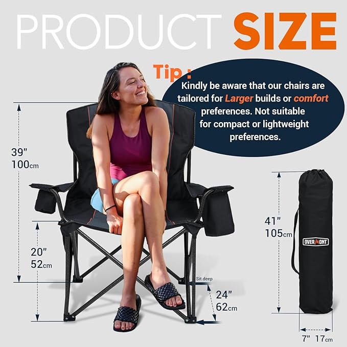 Overmont Oversized Folding Camping Chair Set