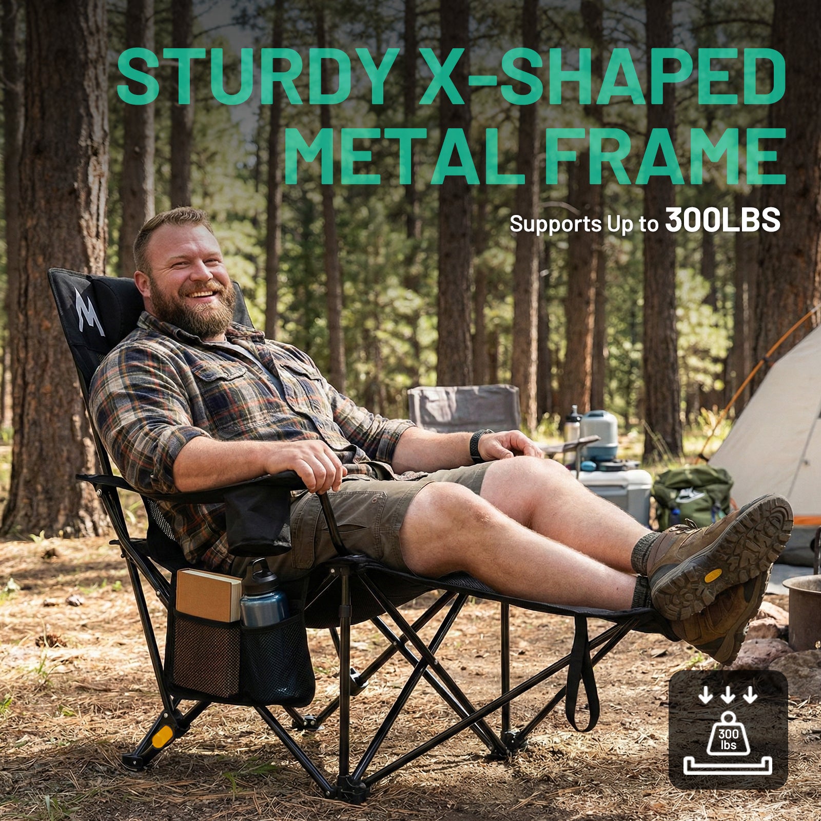 Overmont Reclining Camping Chair with Removable Footrest