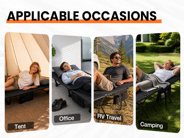 Overmont Portable Camping Cot - 7075 Aluminum Height Adjustable