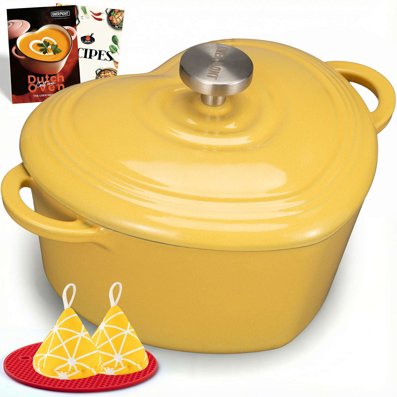 Overmont 5,5 QT Schmortopf aus emailliertem Gusseisen