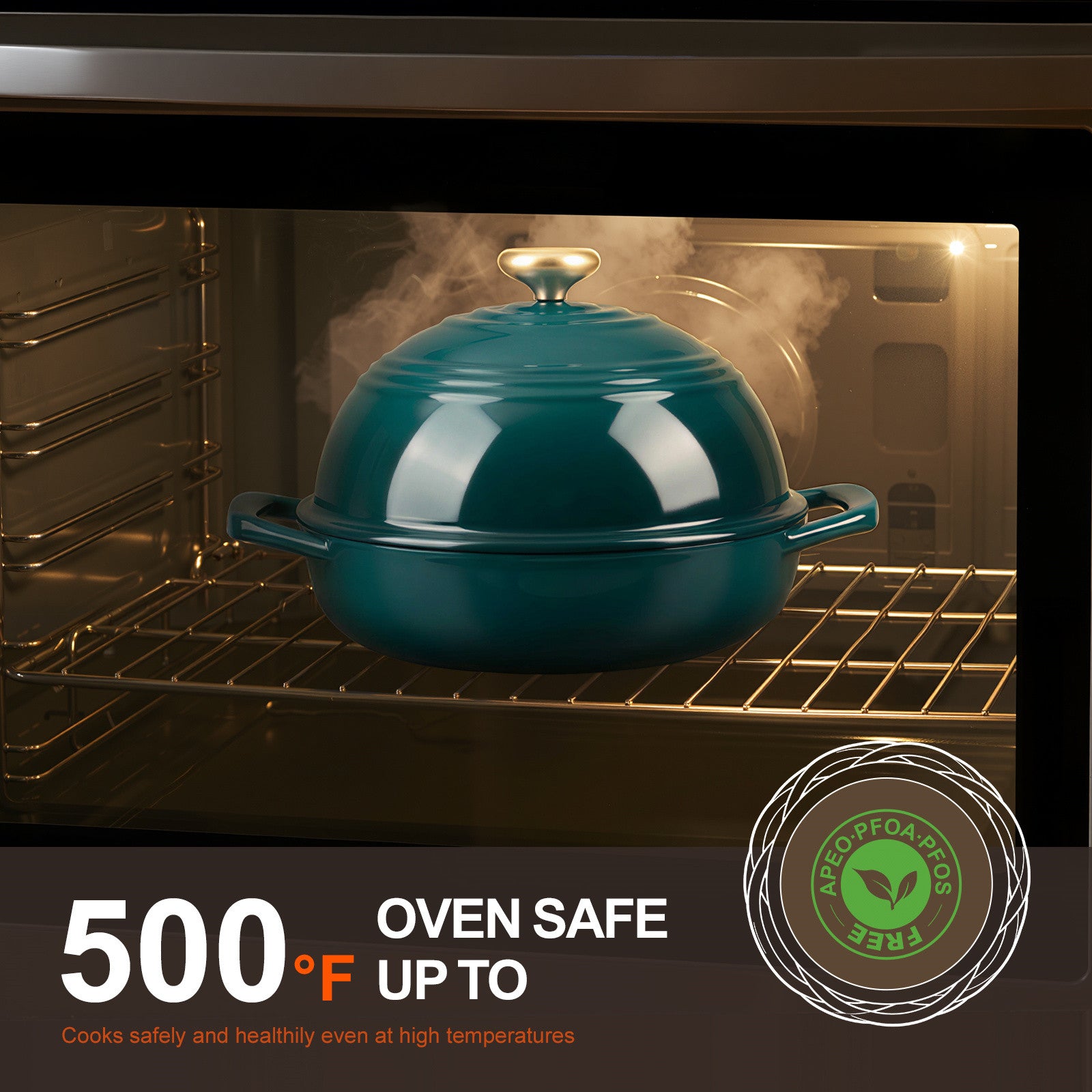 Overmont 5,5 QT Schmortopf aus emailliertem Gusseisen