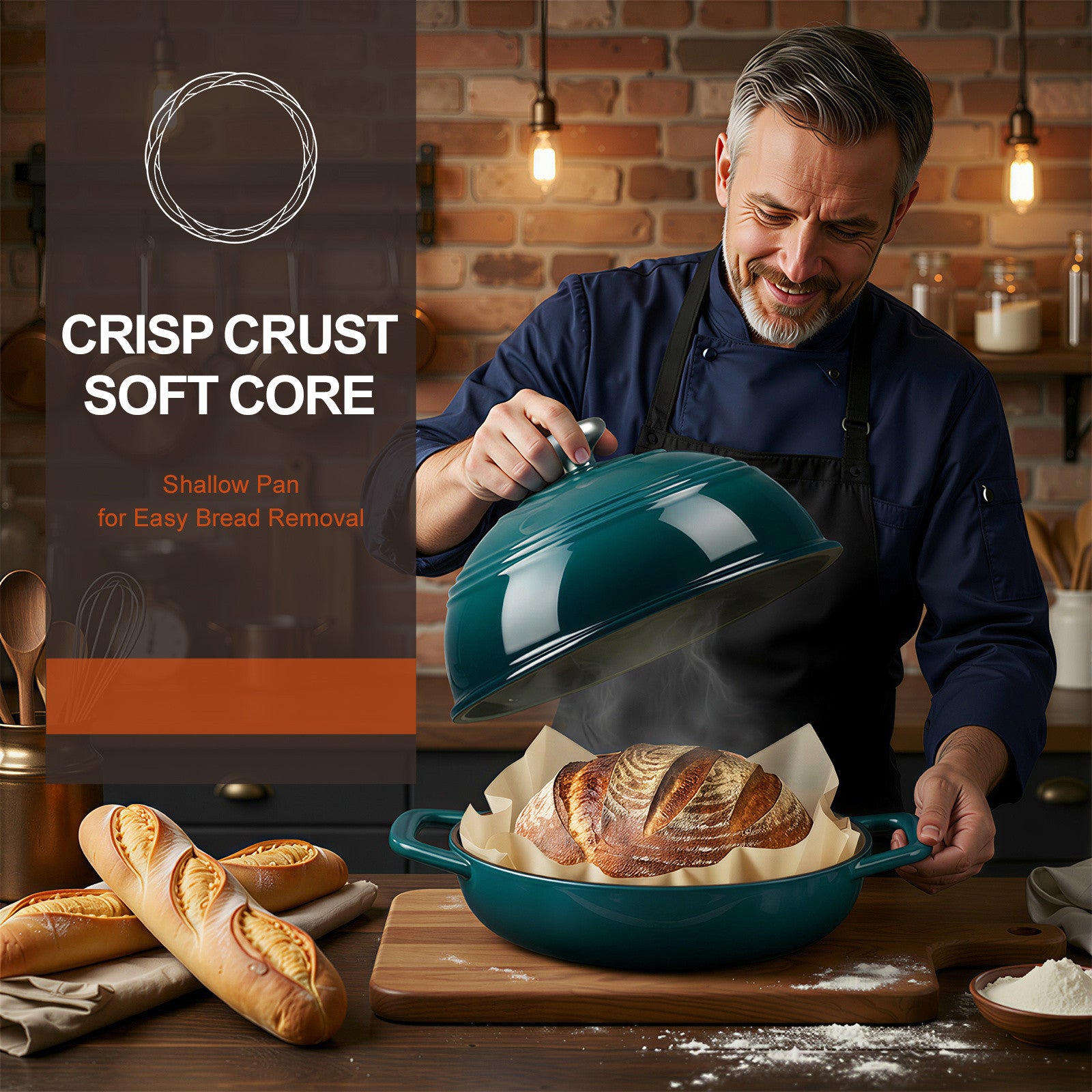 Overmont 5,5 QT Schmortopf aus emailliertem Gusseisen