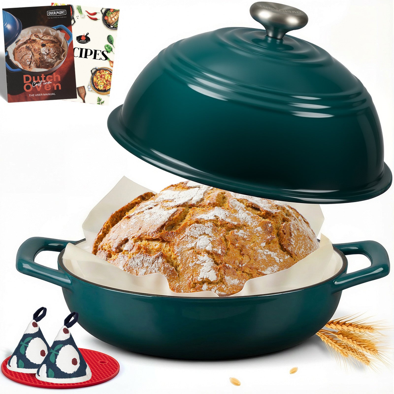 Overmont 5,5 QT Schmortopf aus emailliertem Gusseisen