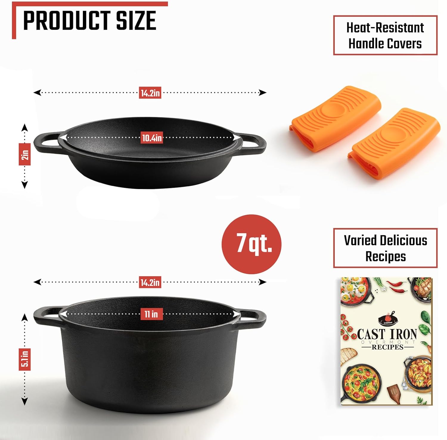 Overmont 2-in-1-Dutch-Oven mit Bratpfannendeckel