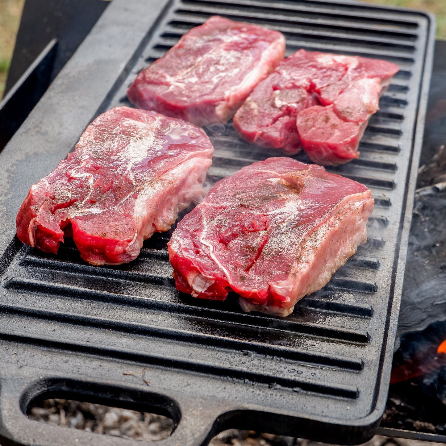 Reversible Grill Pan cooking