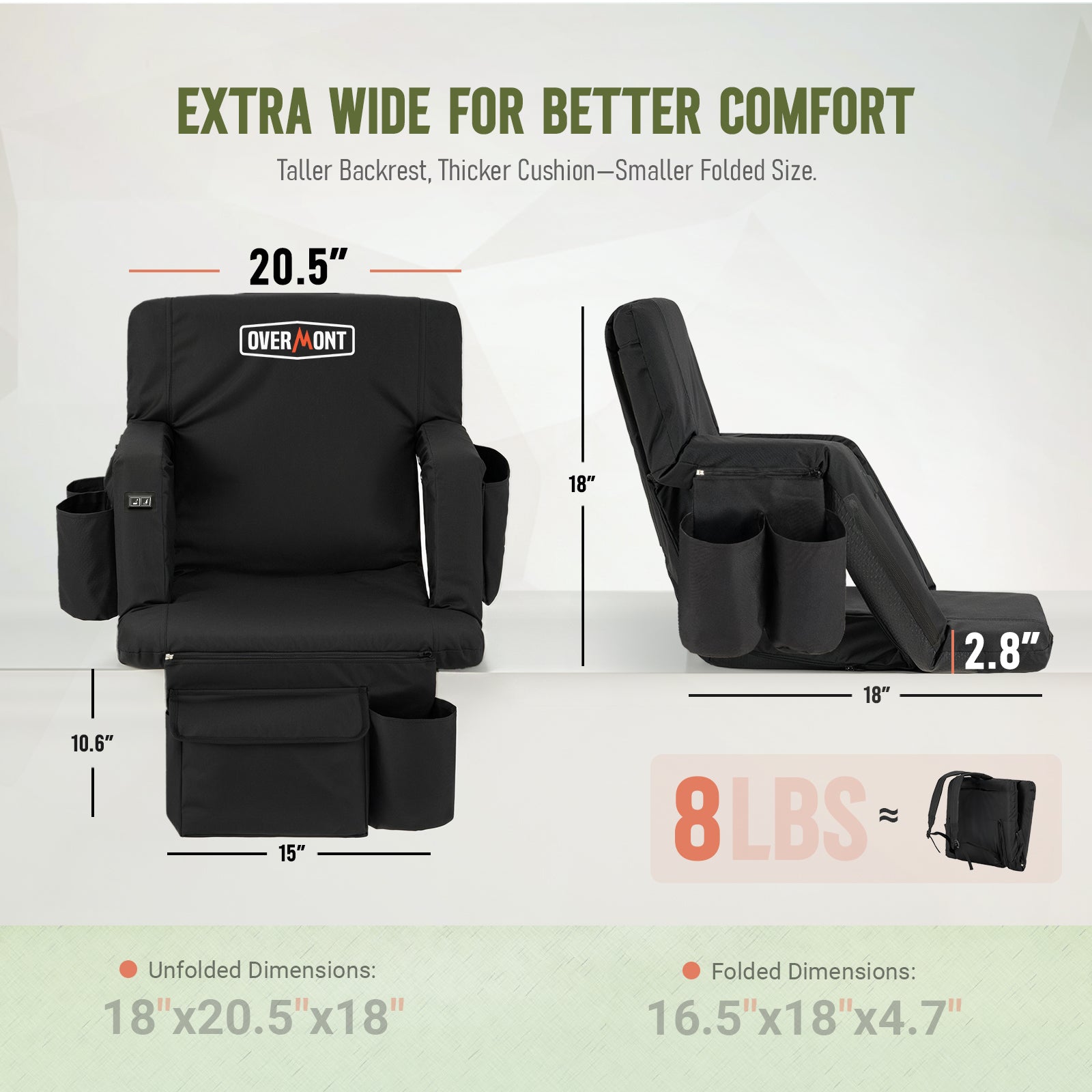 Overmont Heated Foldable Stadium Seat with Back Support