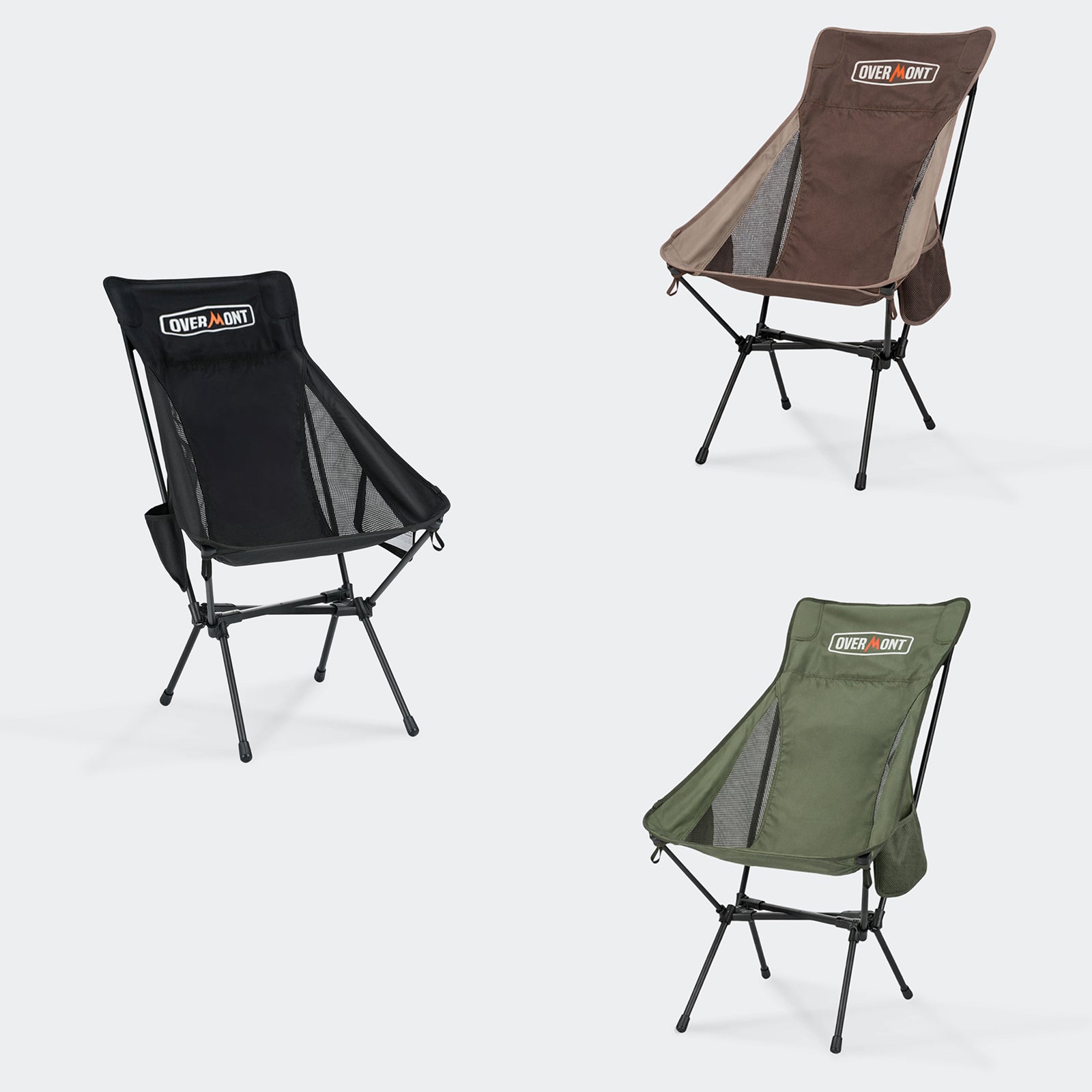 Chaise de camping portable ultralégère Overmont à dossier haut