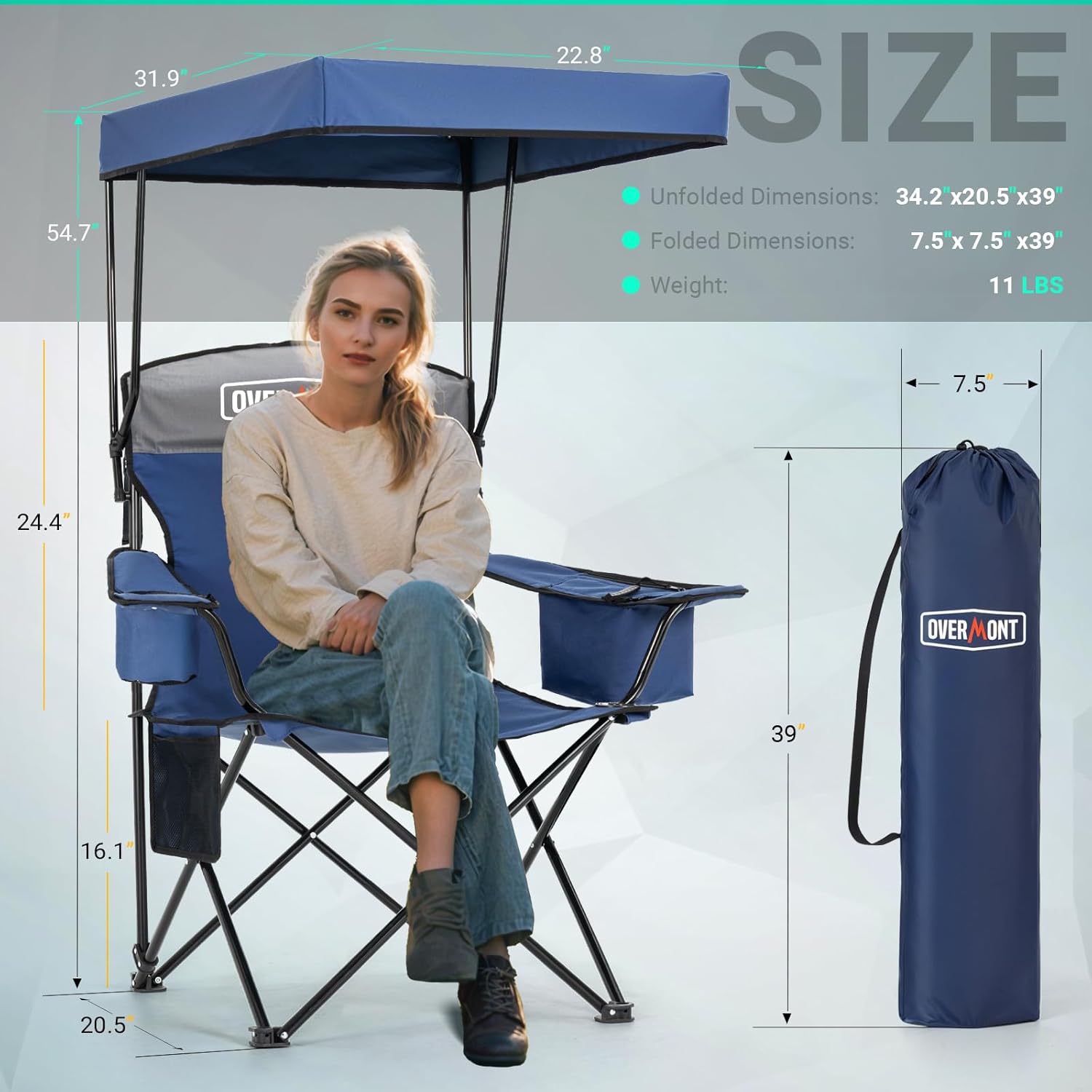 Overmont Strandstuhl mit Sonnenschirm