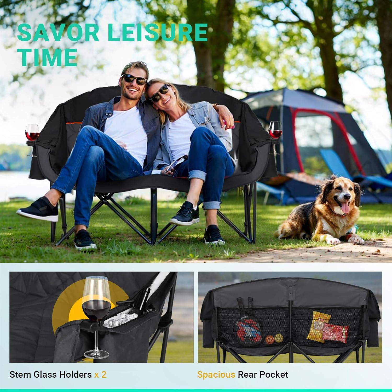 doppel campingstuhl Overmont Übergroßer Doppel-Campingstuhl – Overmontoutdoor