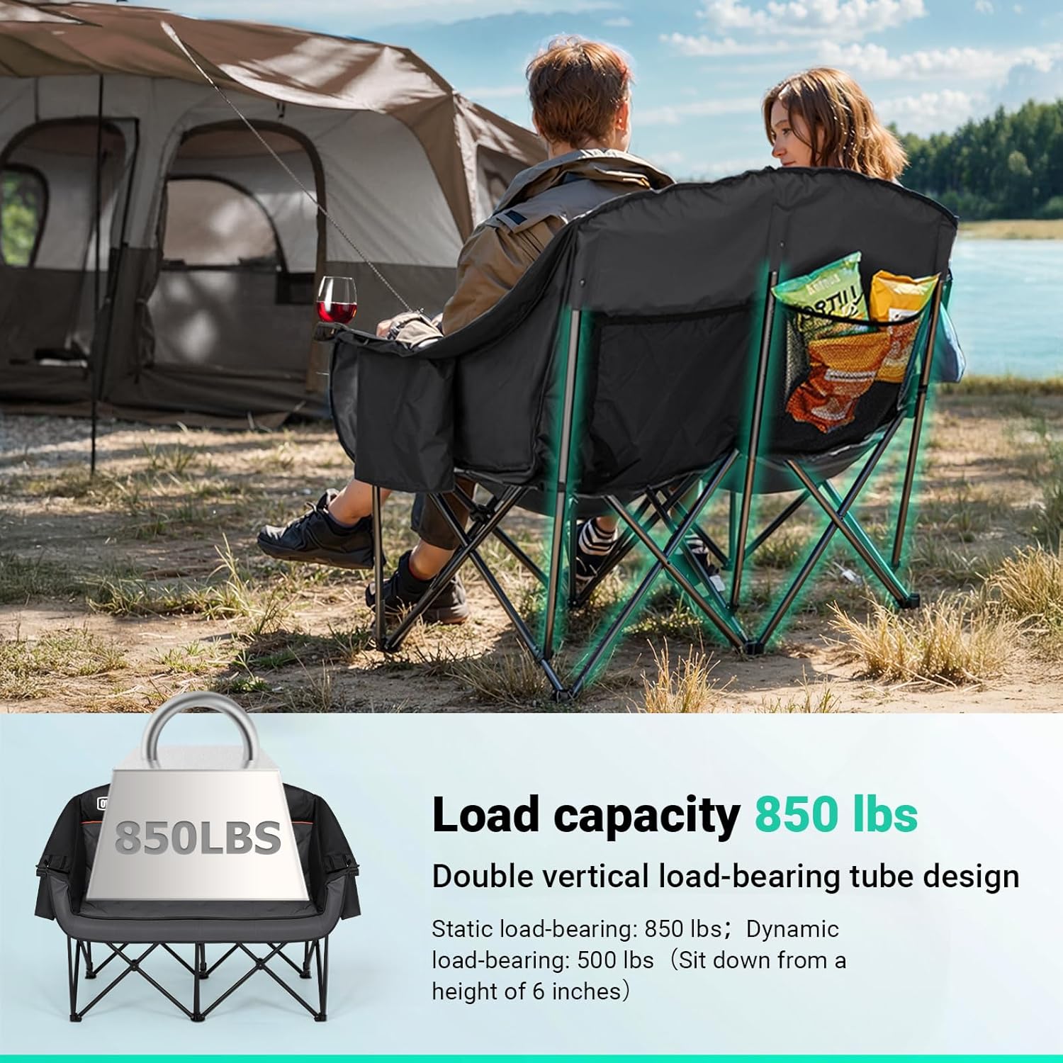 campingstuhl doppel Overmont Übergroßer Doppel-Campingstuhl – Overmontoutdoor