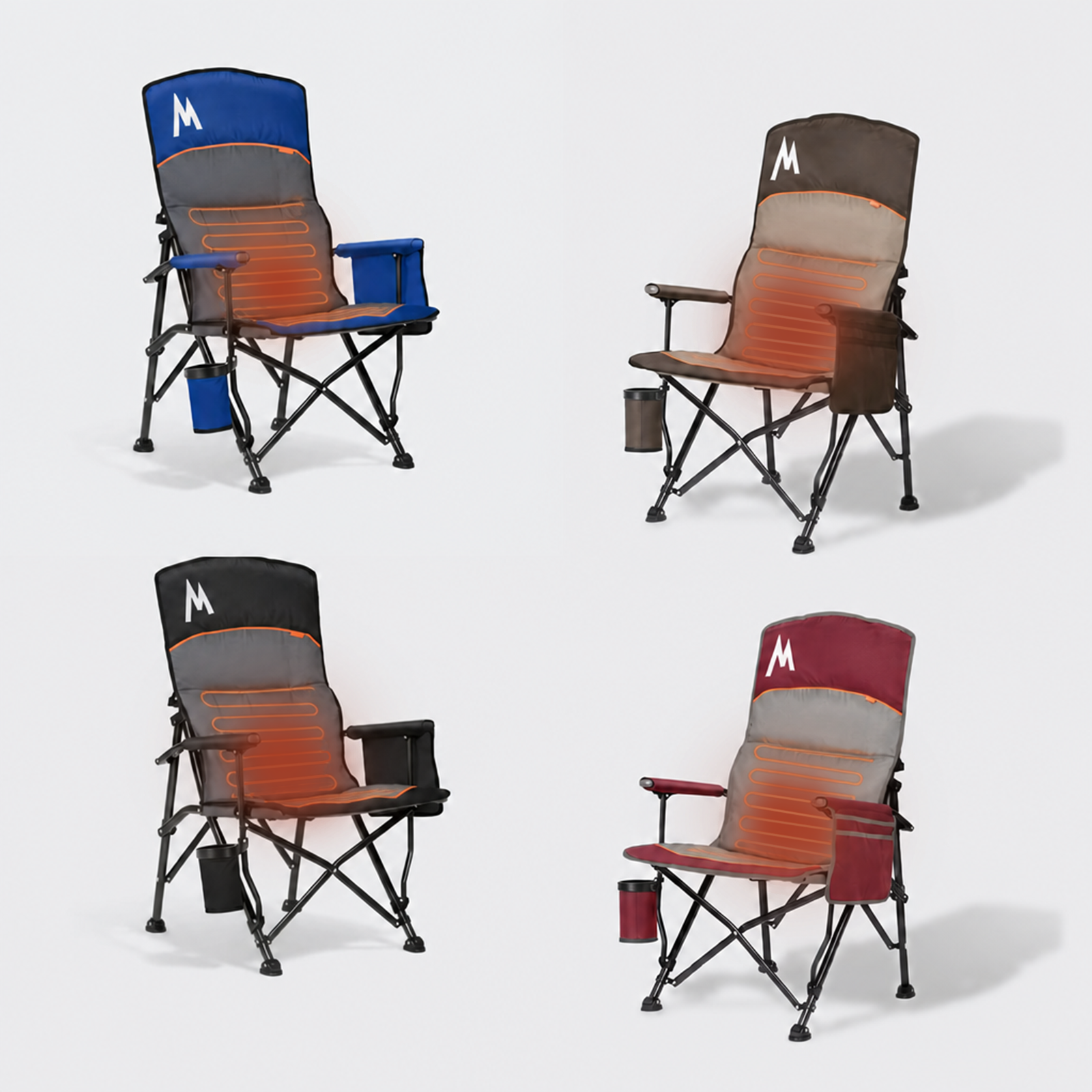 Chaise de camping Overmont chauffante à dossier haut réglable